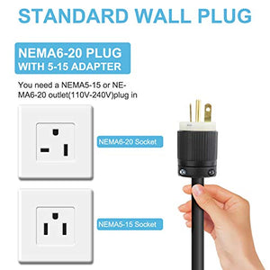 Megear Level 1-2 EV Charger(100-240V,16A) Portable EVSE Home Electric Vehicle Charging Station(NEMA6-20 with Adapter for NEMA5-15)