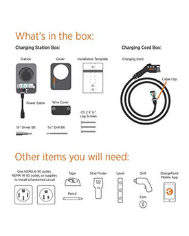 ChargePoint Home Flex Electric Vehicle (EV) Charger, 16 to 50 Amp, 240V, Level 2 WiFi Enabled EVSE, UL Listed, ENERGY STAR, NEMA 14-50 Plug or Hardwired, Indoor / Outdoor, 23-foot cable