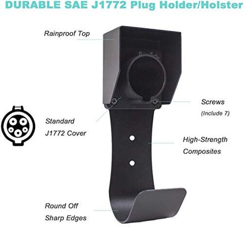 Image of MAX GREEN Wall-Mount Connector Holster Dock,Nozzle Holster Dock with Screws for SAE J1772 EVSE Electric Vehicle EV Charger Holder