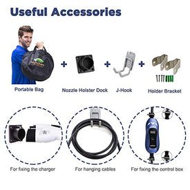 MUSTART Level 2 Portable EV Charger (240 Volt, 25ft Cable, 40 Amp), Electric Vehicle Charger Plug-in EV Charging Station with NEMA 14-50P (Update Version)