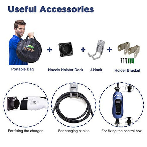 Image of MUSTART Level 2 Portable EV Charger (240 Volt, 25ft Cable, 40 Amp), Electric Vehicle Charger Plug-in EV Charging Station with NEMA 14-50P (Update Version)