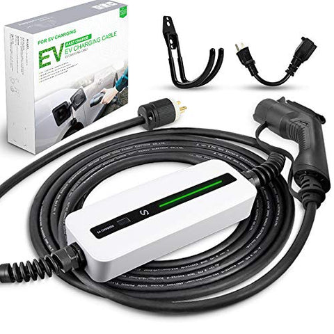 Image of Morec EV Charger 16A 3.68KW NEMA6-20 Plug with Adapter for NEMA 5-15, 100V-240V 21ft (6.5m) Level 1 Level 2 Electric Vehicle charging cable Compatible with All EV Cars