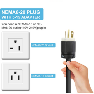 Megear Level 1-2 EV Charger(100-240V 16A) Portable EVSE Home Electric Vehicle Charging Station(NEMA6-20 with Adapter for NEMA5-15)