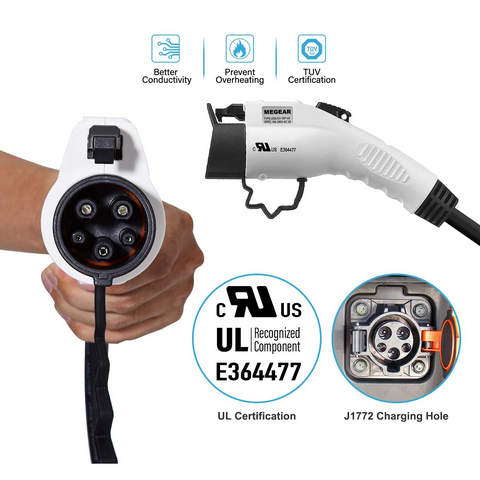 Image of Megear Level 1-2 EV Charger(100-240V 16A) Portable EVSE Home Electric Vehicle Charging Station(NEMA6-20 with Adapter for NEMA5-15)