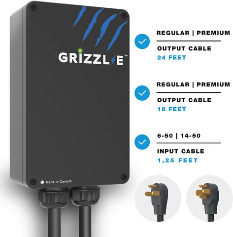 Image of Grizzl-E Level 2 EV Charger, 16/24/32/40 Amp, NEMA 6-50/14-50 Plug, 18 feet/24 feet Premium/Regular Cable, Indoor/Outdoor Car Charging Station(14-50 Plug, 24 Feet Regular Cable)