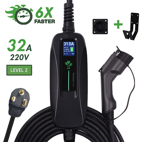 Image of PRIMECOM 30 Feet Level 2 (220V/240V) Electric Vehicle (EV) Charger 32 & 40 Amp 6-50P  10-50P  14-50P For Bolt  Tesla  Kona  etc. (6-50P  32 Amp)