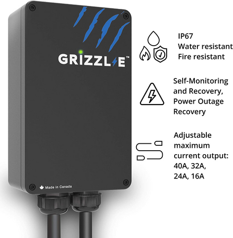 Image of Grizzl-E Level 2 EV Charger, 16/24/32/40 Amp, NEMA 6-50/14-50 Plug, 18 feet/24 feet Premium/Regular Cable, Indoor/Outdoor Car Charging Station(14-50 Plug, 24 Feet Regular Cable)