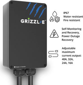 Grizzl-E Level 2 EV Charger, 16/24/32/40 Amp, NEMA 6-50/14-50 Plug, 18 feet/24 feet Premium/Regular Cable, Indoor/Outdoor Car Charging Station(14-50 Plug, 24 Feet Regular Cable)